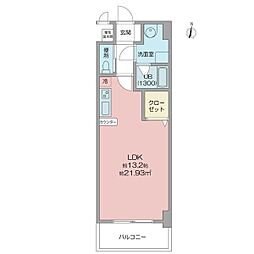 名鉄瀬戸線 東大手駅 徒歩5分の賃貸マンション 4階ワンルームの間取り