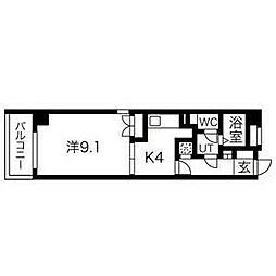 ネオ青山 1階1Kの間取り