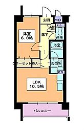 名古屋市営名城線 黒川駅 徒歩14分の賃貸マンション 2階1LDKの間取り