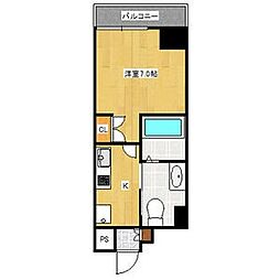 名鉄瀬戸線 森下駅 徒歩9分の賃貸マンション 4階1Kの間取り