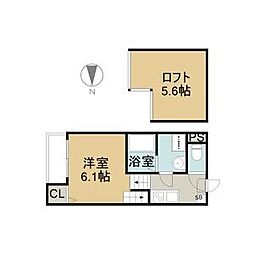 名古屋市営鶴舞線 庄内緑地公園駅 徒歩8分の賃貸アパート 2階1Kの間取り