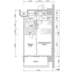 ザ・パークハビオ新栄 5階1LDKの間取り