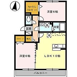 グラス　ウィン 2階2LDKの間取り
