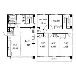 名古屋市営東山線 新栄町駅 徒歩6分の賃貸マンション 1階5SLDKの間取り
