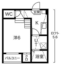 JR中央本線 大曽根駅 徒歩2分の賃貸アパート 2階1Kの間取り