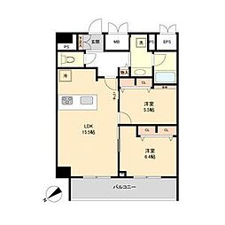 グランルクレ新栄イースト 10階2LDKの間取り