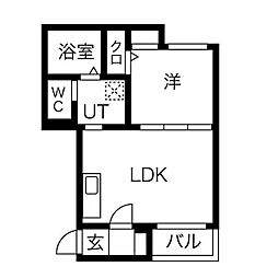 アンソレイエSAKAE 3階1LDKの間取り