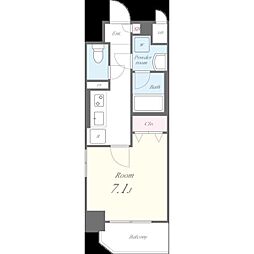 アクアエテルナ泉 10階1Kの間取り