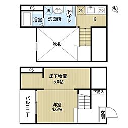 JR中央本線 新守山駅 徒歩9分の賃貸アパート 2階1Kの間取り