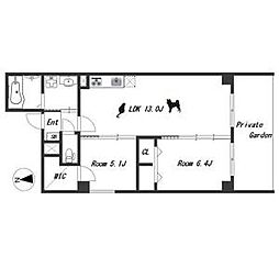SugarloafPark花の木II 2階2LDKの間取り
