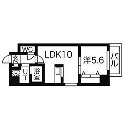 名古屋市営鶴舞線 浄心駅 徒歩5分の賃貸マンション 4階1LDKの間取り