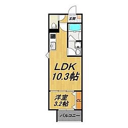 LECOCON上飯田 1LDKの間取図画像