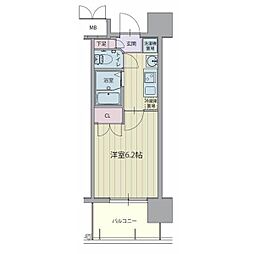 パルティール城西 1Kの間取図画像