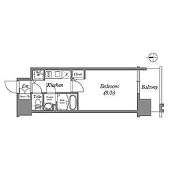 エスリード栄イーストスクエア 1Kの間取図画像