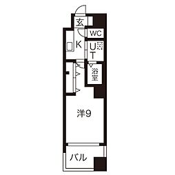 M・Mレジデンス 1Kの間取図画像