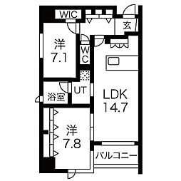 アーレックス丸の内 2LDKの間取図画像