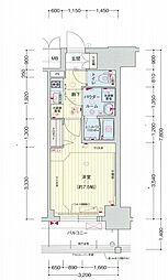 プレサンス桜通ザ・タイムズ 1Kの間取図画像