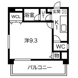 レーヴェスト志賀本通 1Kの間取図画像