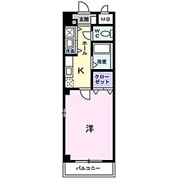 カーサヴェルデ 1Kの間取図画像