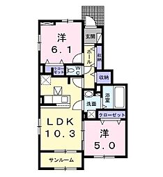 プリマヴェーラ 2LDKの間取図画像