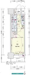 プレサンスジェネ丸の内 1Kの間取図画像
