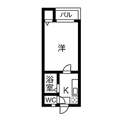 リシュール喜多山 1Kの間取図画像
