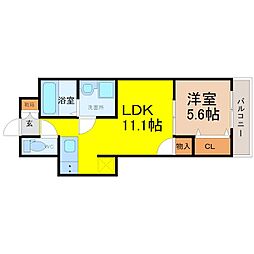 プラージュ大曽根 1LDKの間取図画像