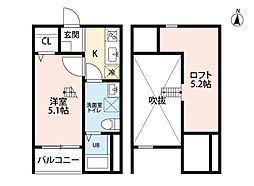 シルバード 1Kの間取図画像