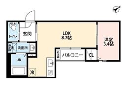 ROBOTHOUSE守山B棟 1LDKの間取図画像