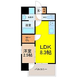 名古屋市東区矢田南2丁目マンション 1LDKの間取図画像