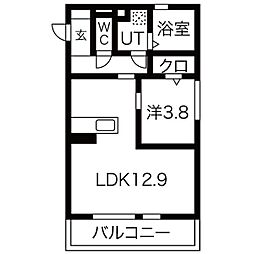 紫陽花ハイツ 1LDKの間取図画像