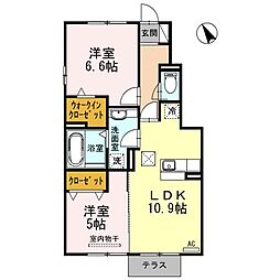 ウィット竜泉寺B 2LDKの間取図画像