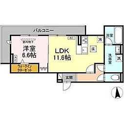 リュッカ鳥神 1LDKの間取図画像