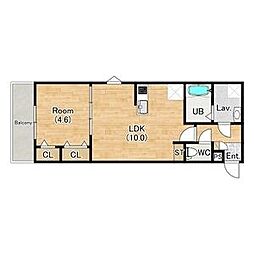 ジーメゾンとりばみ 1LDKの間取図画像