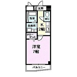 プラシードカーサ 1Kの間取図画像