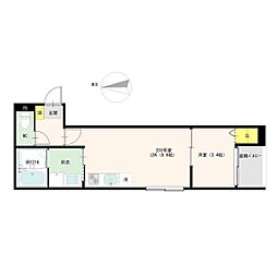 スカイブルーム 1LDKの間取図画像