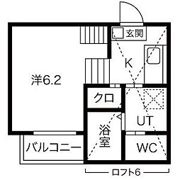 レクセルズ 1Kの間取図画像