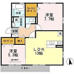 エクセル庄内 2LDKの間取図画像