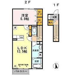 ベルエアウエスト 1LDKの間取図画像