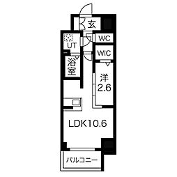 エスリード今池ルミナス 1LDKの間取図画像