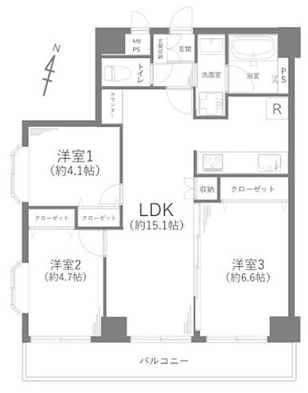 3LDK 間取り
