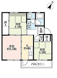 UR都市機構江南団地92棟 3Kの間取図画像