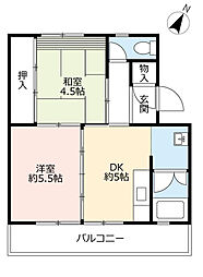 UR都市機構江南団地89棟 2DKの間取図画像