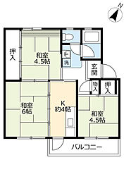 UR都市機構江南団地40棟 3Kの間取図画像