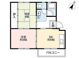 UR都市機構江南団地57棟 2DKの間取図画像