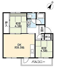 UR都市機構江南団地92棟 2DKの間取図画像
