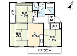 UR都市機構江南団地57棟 3DKの間取図画像