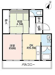 UR都市機構江南団地40棟 2DKの間取図画像