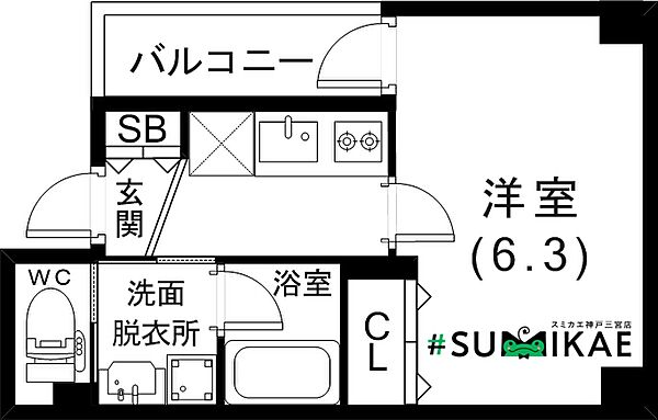 リーフビル坂口 503｜兵庫県神戸市中央区坂口通7丁目(賃貸マンション1K・5階・20.54㎡)の写真 その3