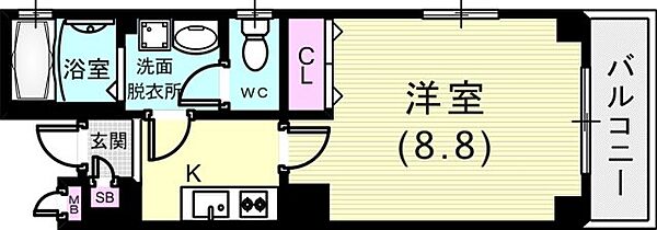 セントマルク神戸 201｜兵庫県神戸市中央区楠町5丁目(賃貸マンション1K・2階・27.51㎡)の写真 その3